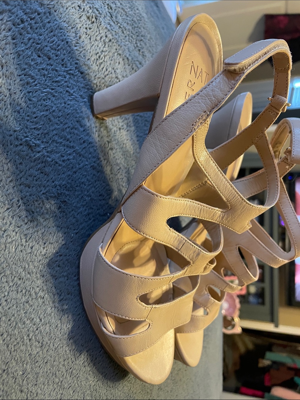 Naturalizer Blush Beige Cutout Strappy High Heel Sandals